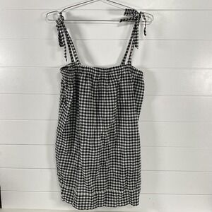 J.Crew Dress Womens Small Black White Gingham Tie Shoulder Sundress‎ Smocked